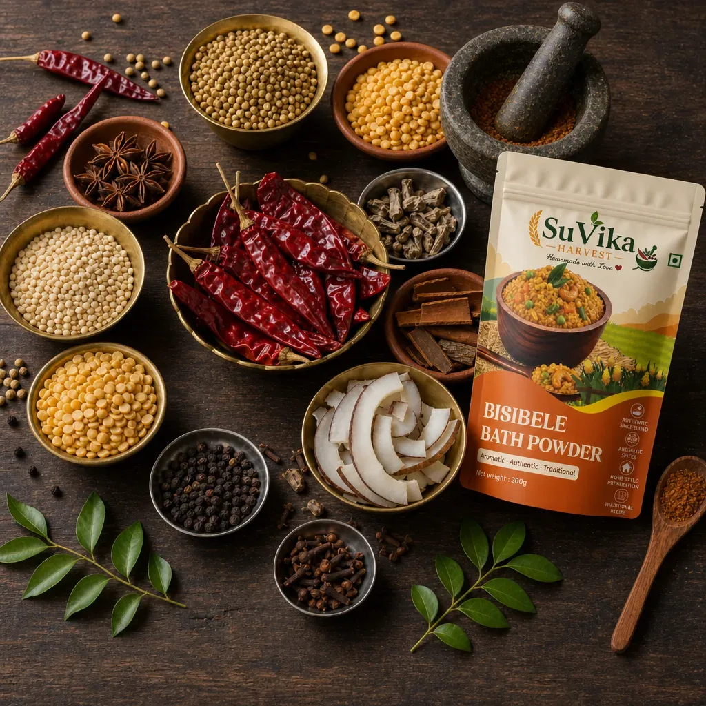 Bisibele Bath Powder — ingredients with pouch