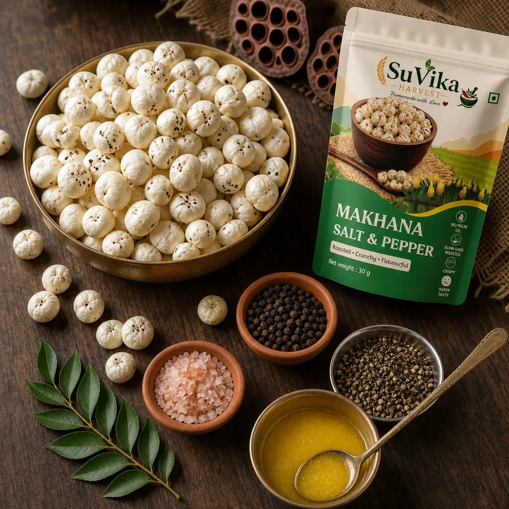 Makhana Salt & Pepper — ingredients with pouch