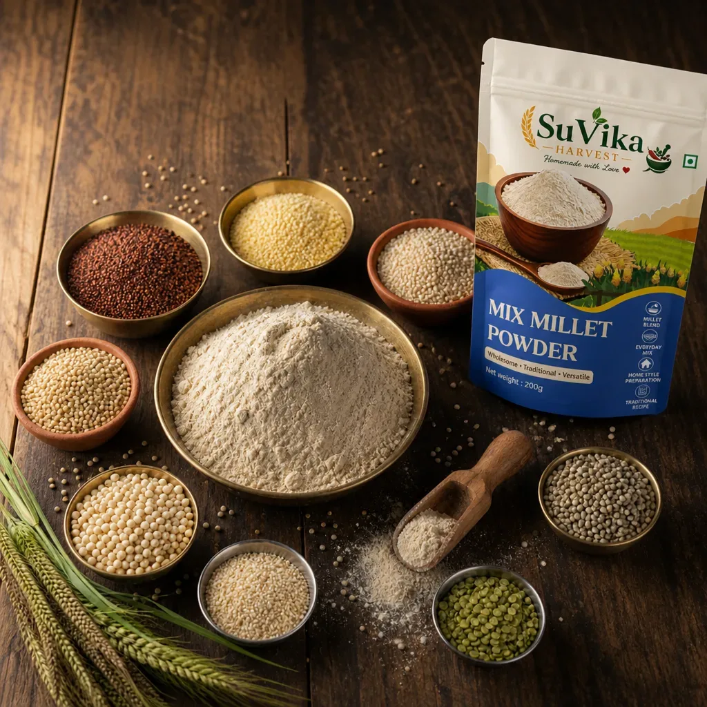 Mixed Millet Powder — ingredients with pouch