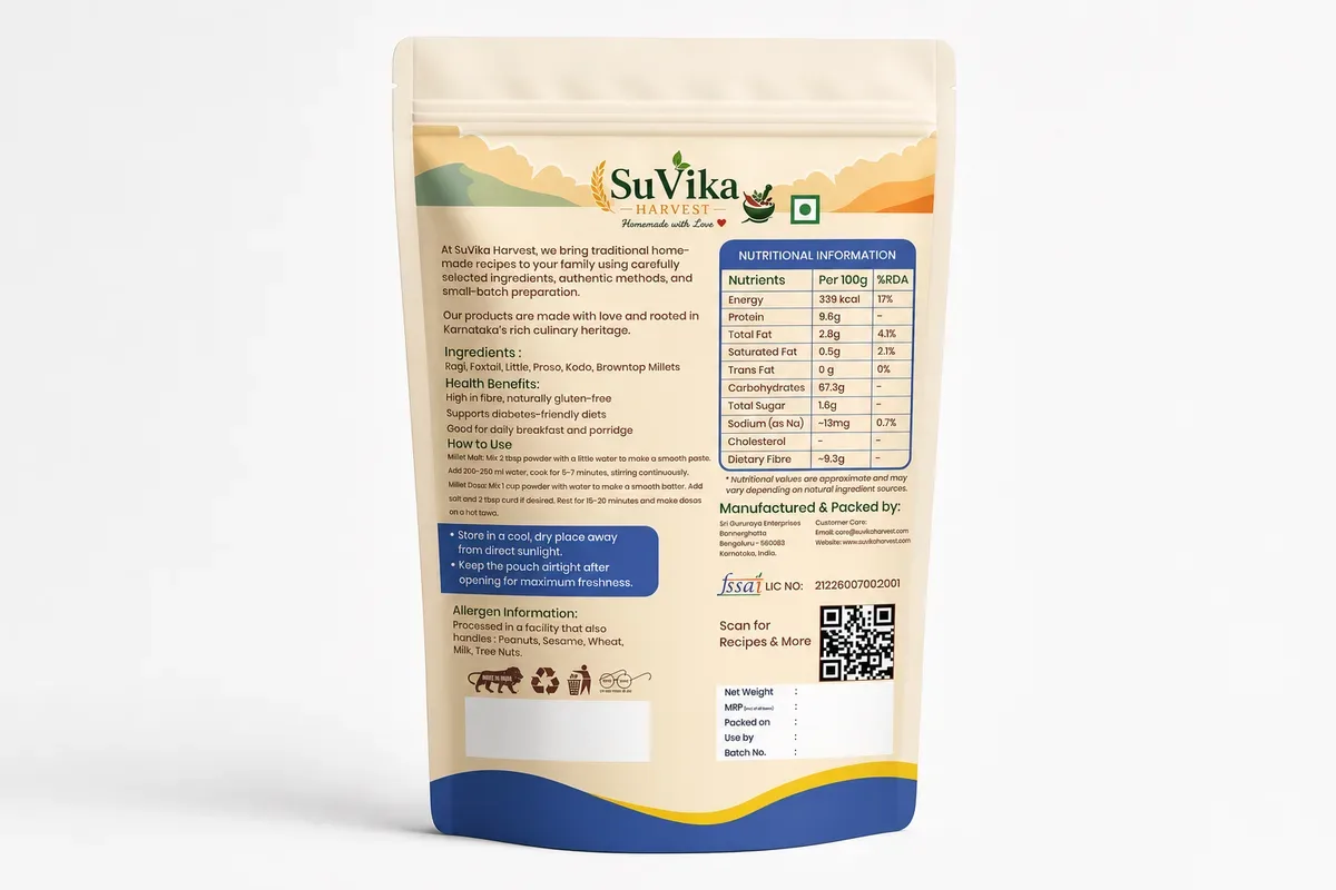 Mixed Millet Powder — back label