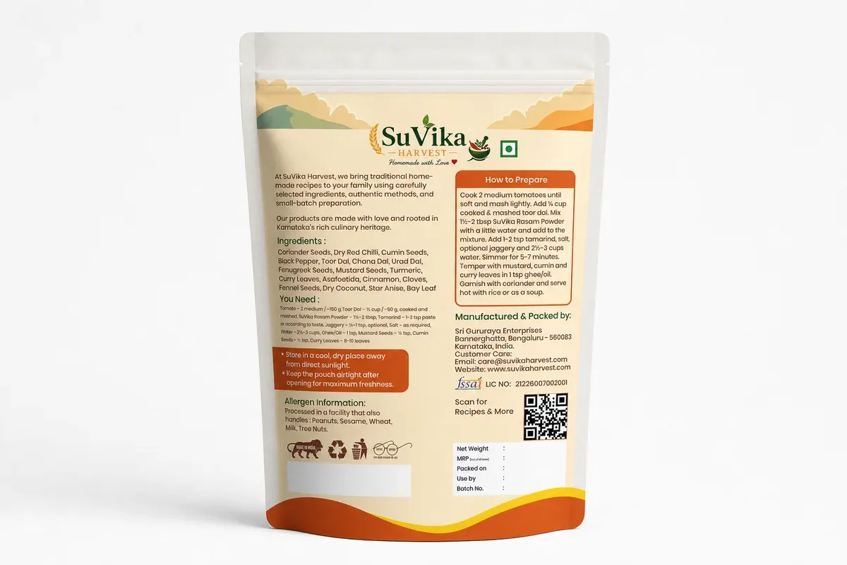 Rasam Powder — back label
