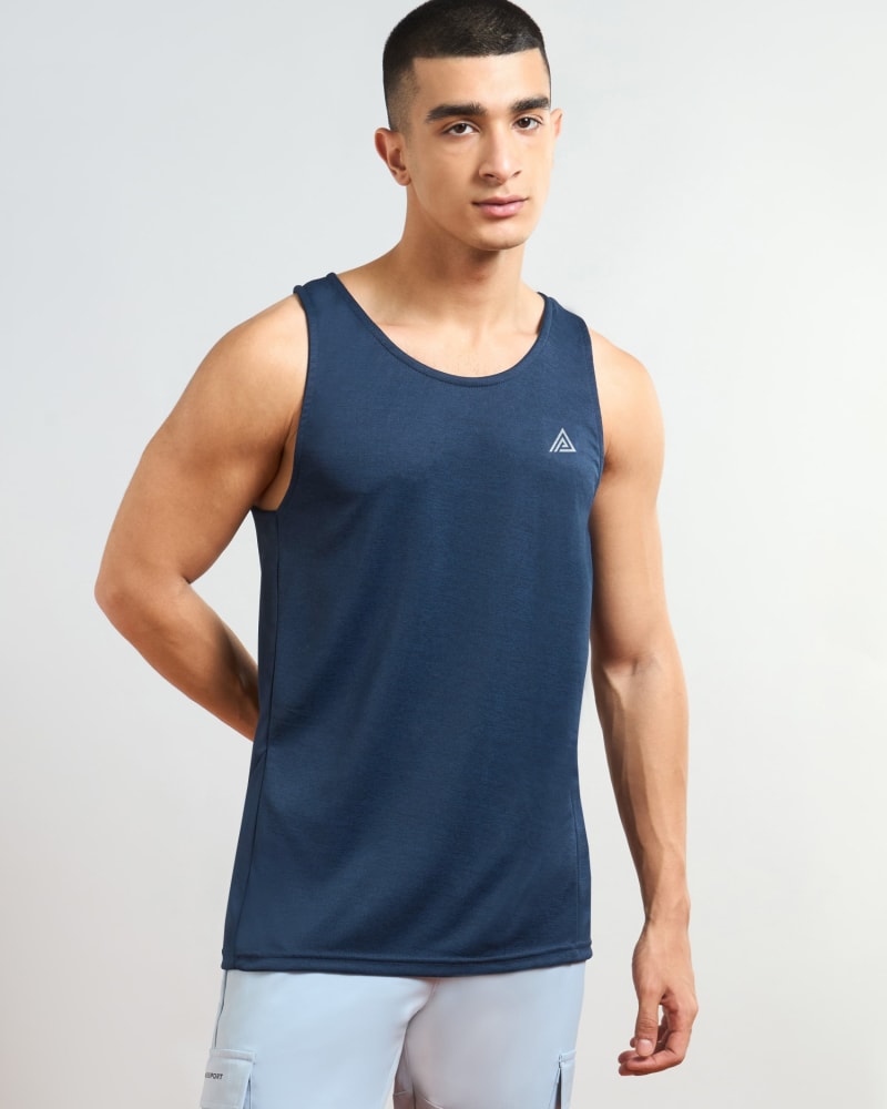 Melange Vest (Navy Melange) — Vests high-resolution detail view