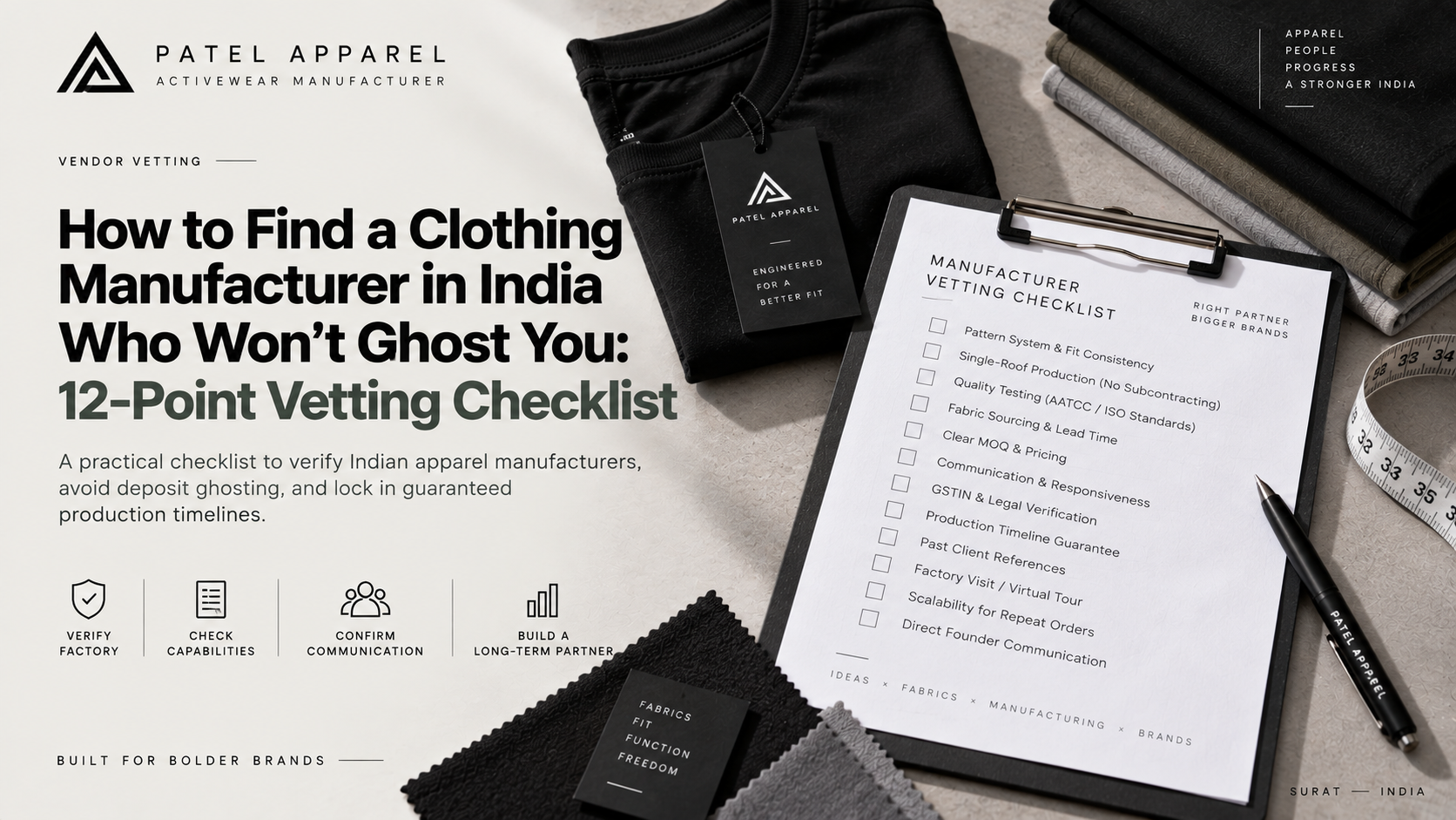 How to Find a Clothing Manufacturer in India Who Won't Ghost You: 12-Point Vetting Checklist