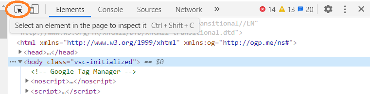 開發人員工具 > 選擇工具