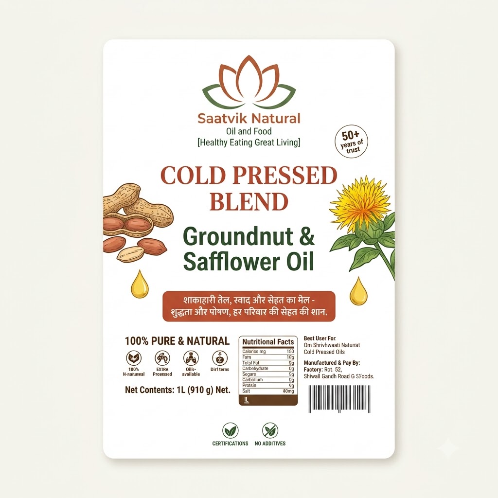 Saattvik Natural Cold Pressed Groundnut+Safflower Oil