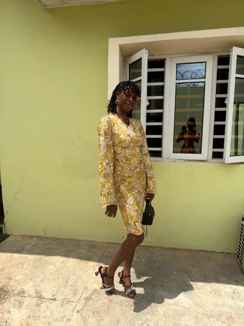 Gold Paisley Bell-Sleeve Dress photo 2