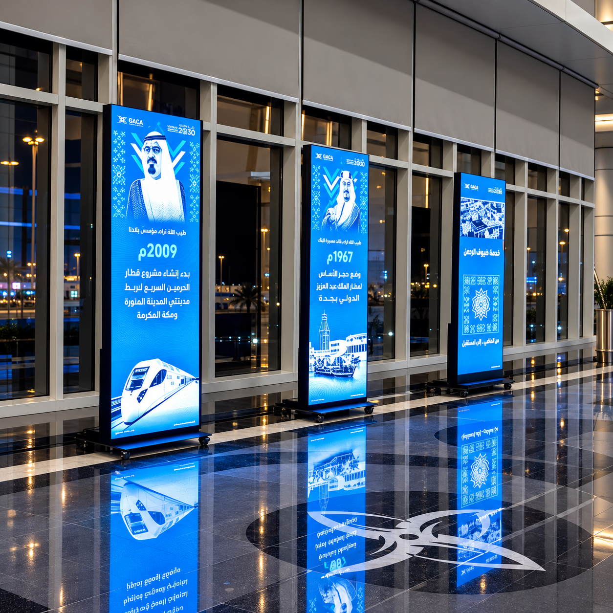 Advertising posters and kiosks