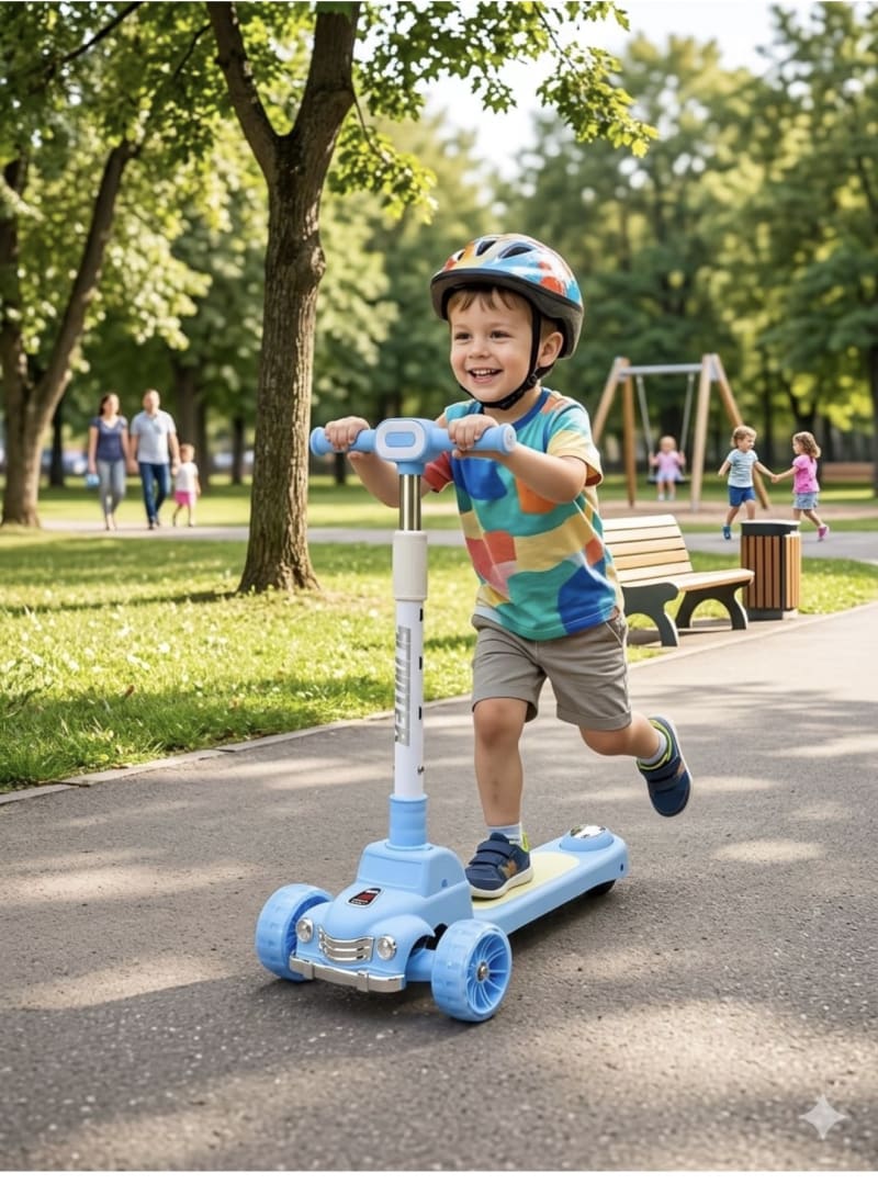 scooter infantil de 3 ruedas con diseño de automóvil clásico 1