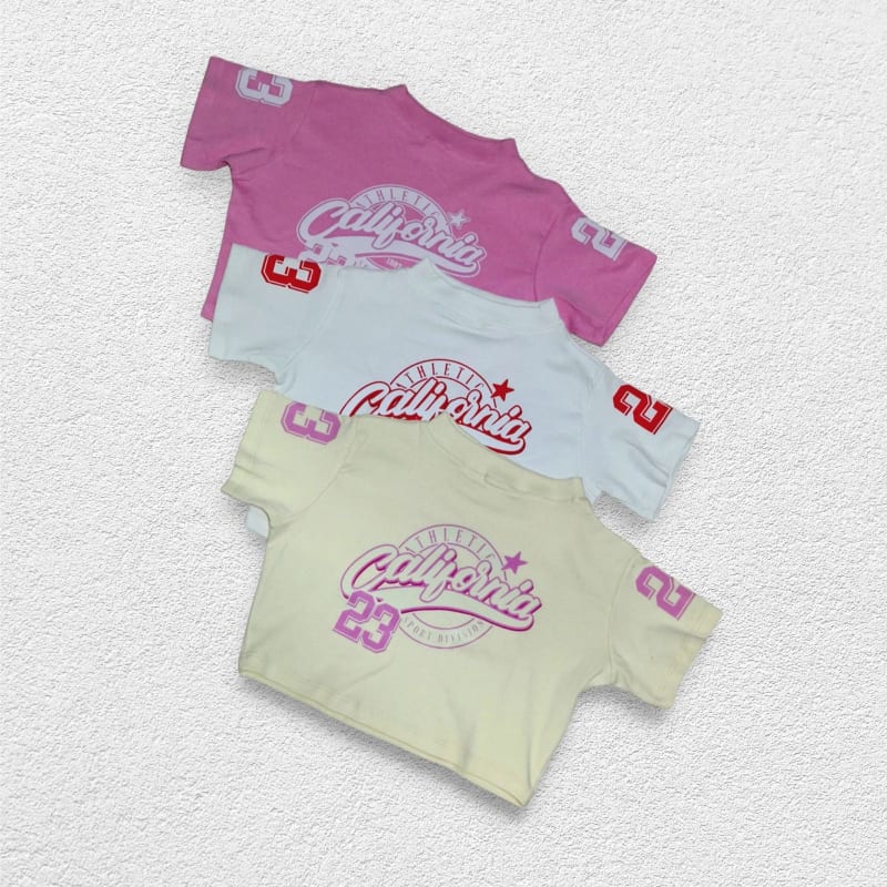 Crop Top Rosa-Blanco-Crema  Estampado 1
