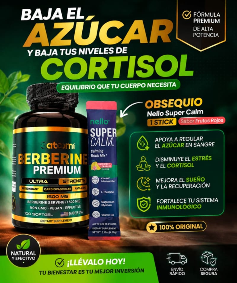 🌟GRAN COMBO Berberina premium de saotomi x 3 unidades +obsequio  nello súper calm en sobre 1