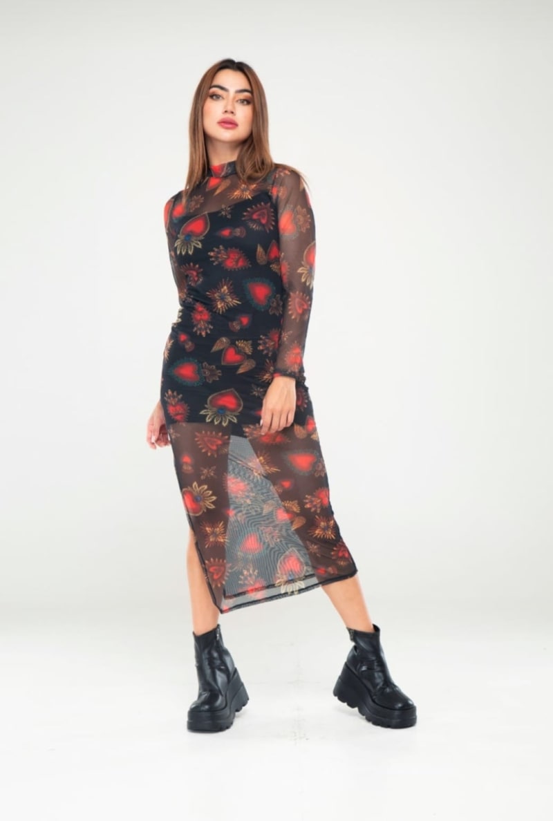 VESTIDO GOTICO ML ESTAMPADO 2