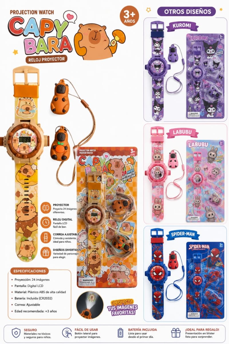 RELOJ INFANTIL 2218 PERSONAJE CON PROYECTOR DE IMG 1