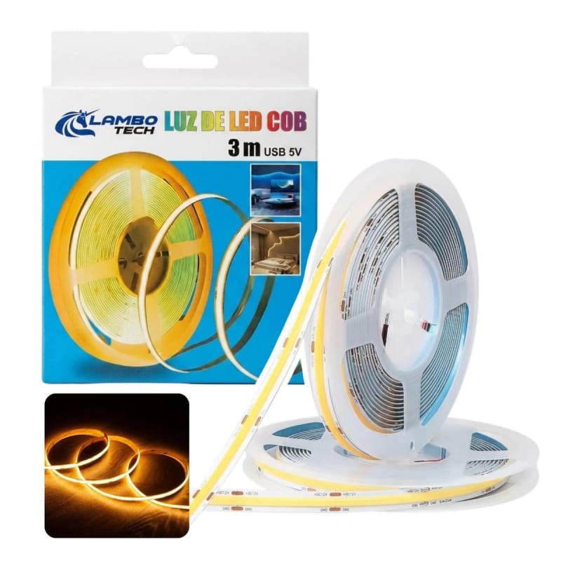 TIRA LED COB CALIDA USB 5v LAMBO TECH 3M 1