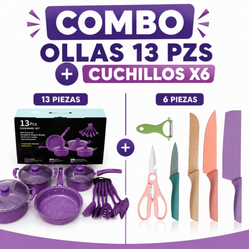 COMBO SET DE OLLAS 13 PZS MAS CUCHILLOS 1