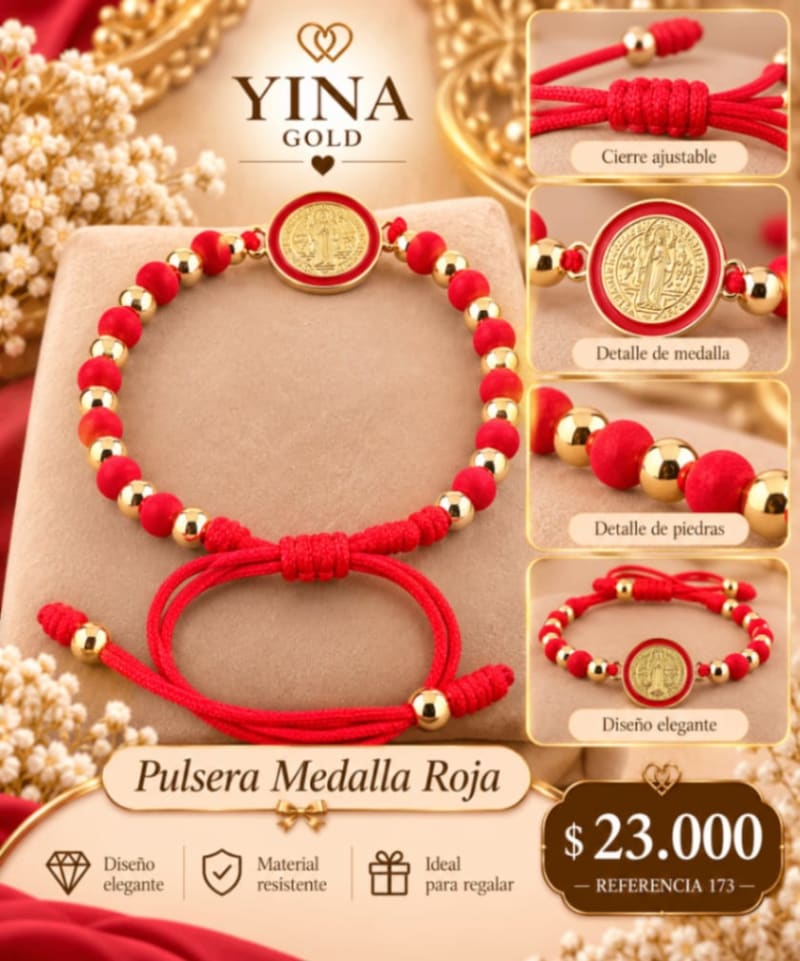 PULSERA TEGIDA ROJA SAN BENITO PROTECTOR 1