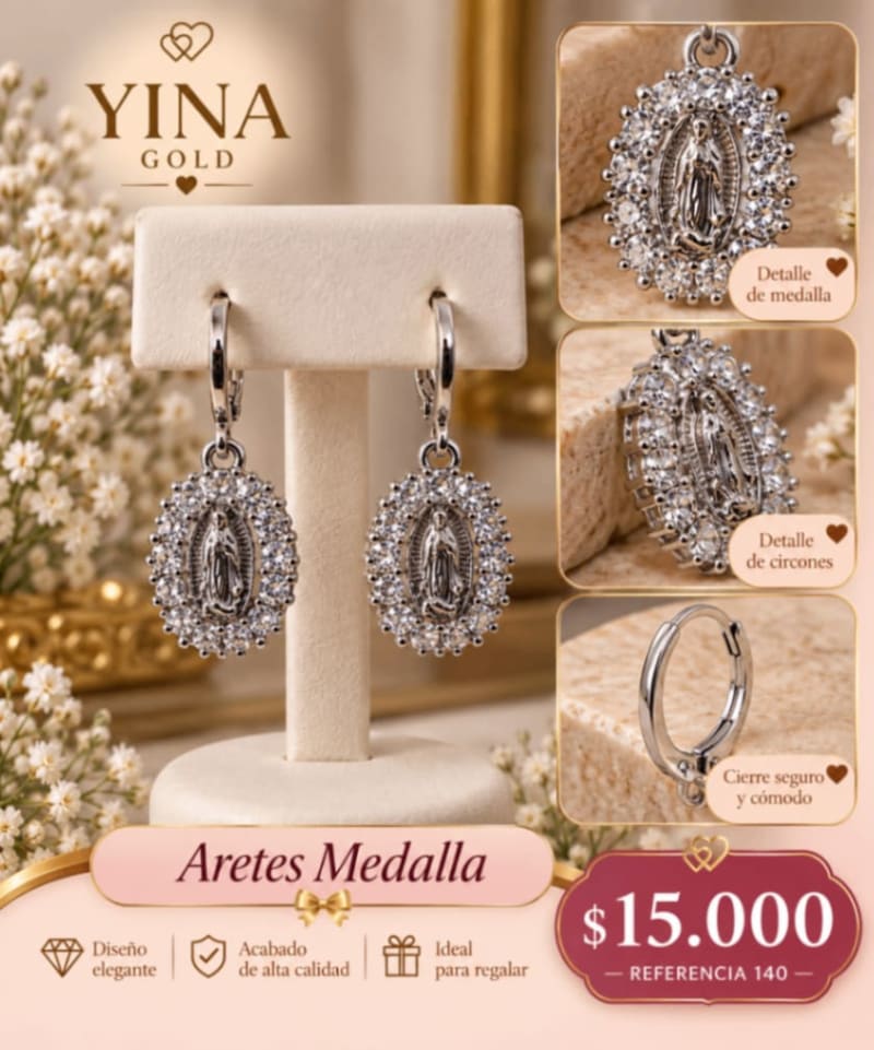 ARETES MEDALLA DE LA VIRGEN 1