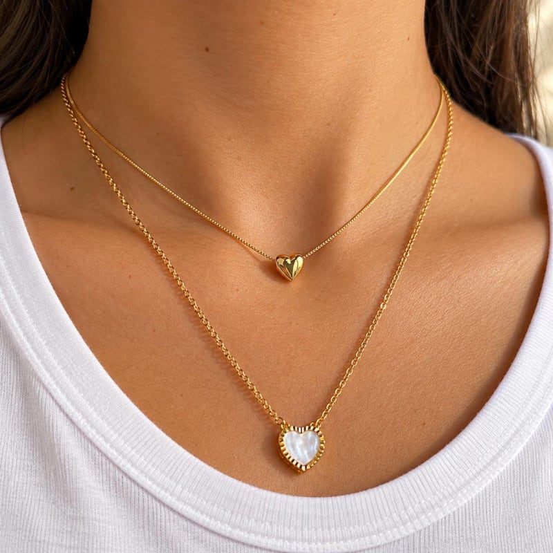 Set doble cadena corazones+ topos 1