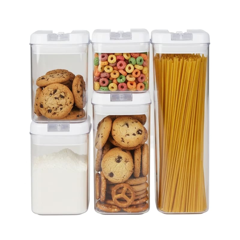 Set x5 Frascos Plásticos Herméticos con Tapa Rectangulares 1