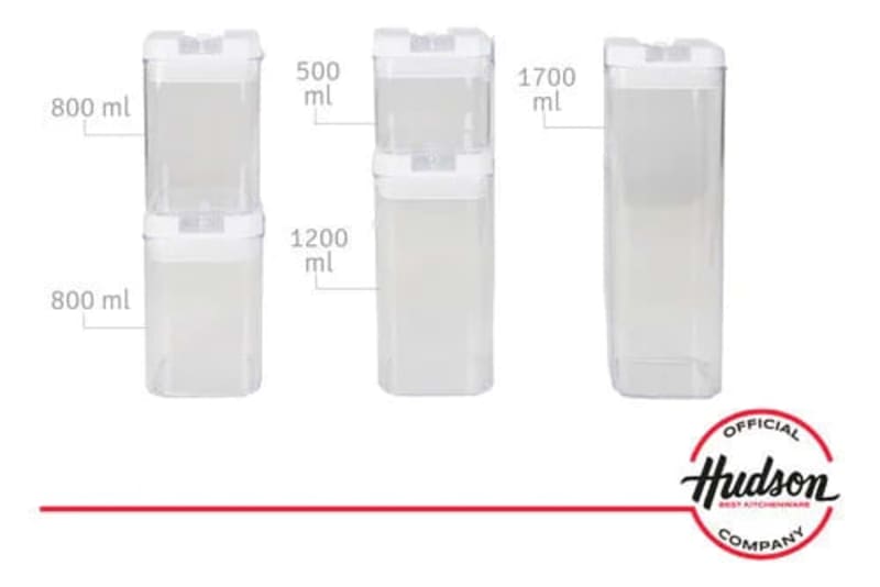 Set x5 Frascos Plásticos Herméticos con Tapa Rectangulares 2