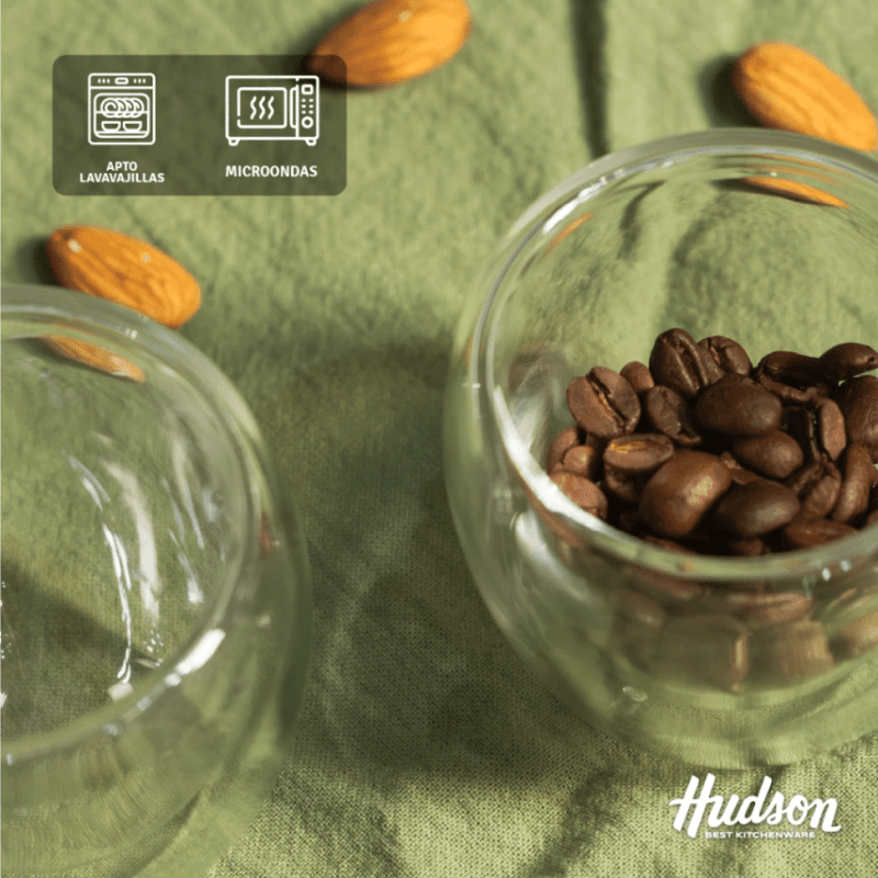 Set De 2 Vasos 150 ml Doble Pared de Vidrio Liso Cafe 1