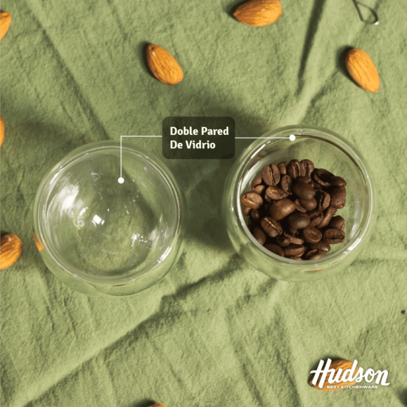Set De 2 Vasos 150 ml Doble Pared de Vidrio Liso Cafe 2