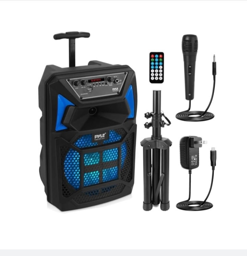 Pyle Altavoz PA Bluetooth Portátil 400W – Karaoke con Micrófono 1