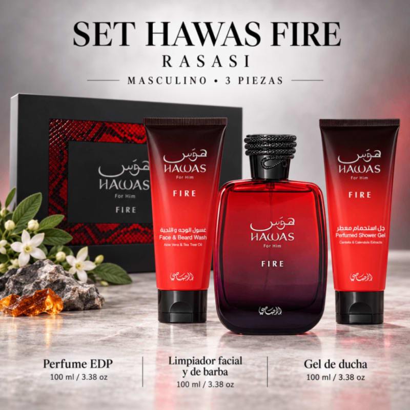 SET HAWAS FIRE – EDP 100ML + SET DE ASEO RASASI 1