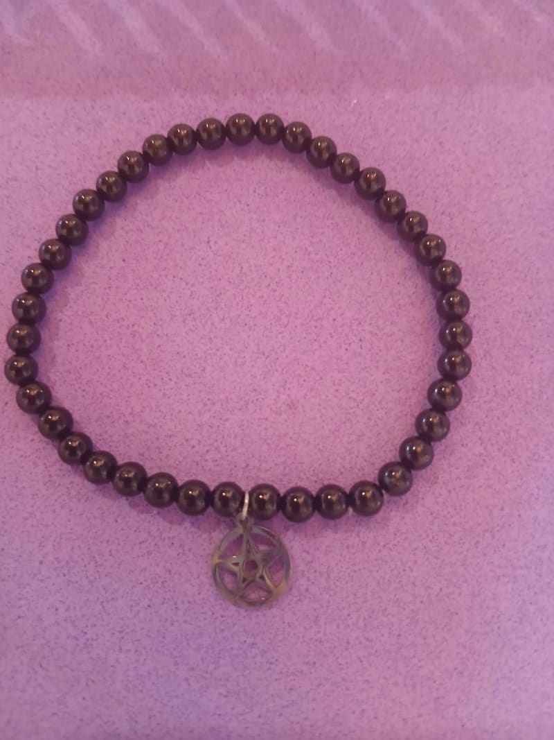 Pulsera Turmalina Negra con pentagrama 1