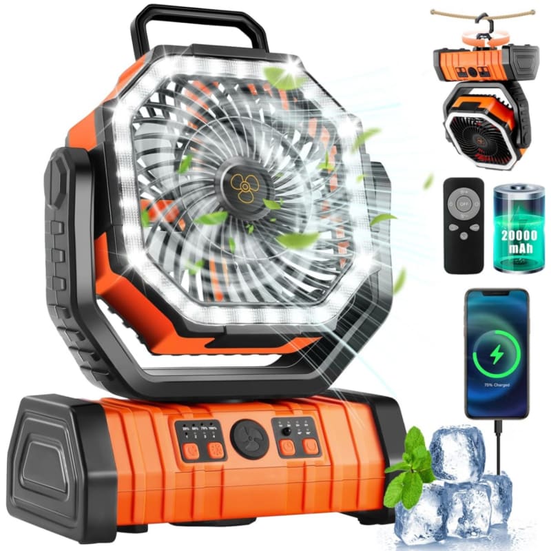 Ventilador portátil F6 con luz LED 20.000 mAh 1