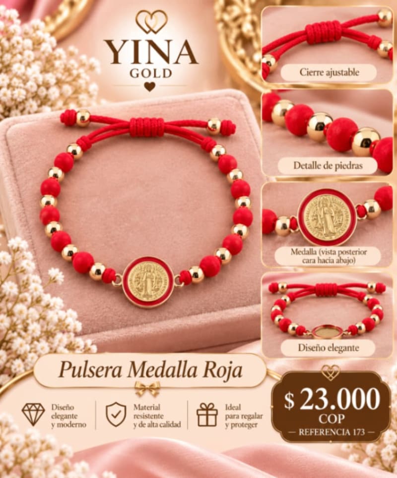 PULSERA TEJIDA ROJA SAN BENITO PROTECTOR 1