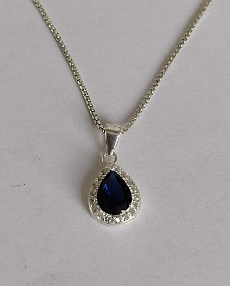 set de plata lagrima azul 3