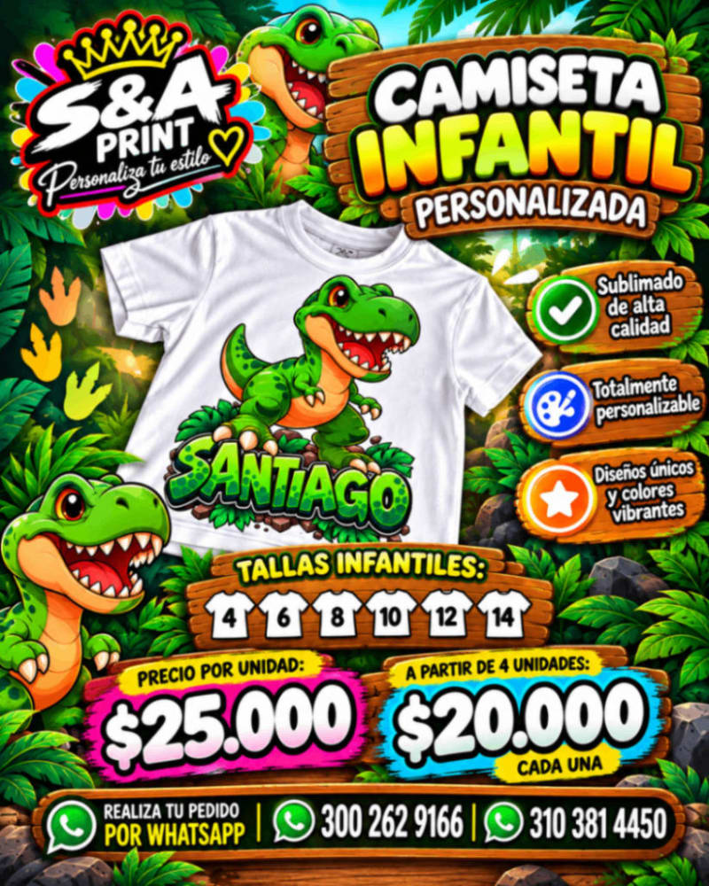 CAMISETA PERSONALIZADA PARA NIÑO EN SUBLIMACIÓN COLORES DE ALTA CALIDAD 1