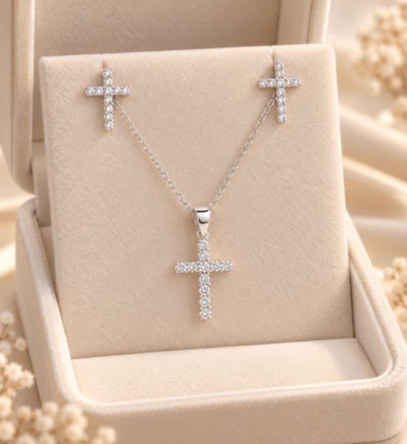 JUEGO DE CRUCES EN PLATA 925 Y CIRCONES 1
