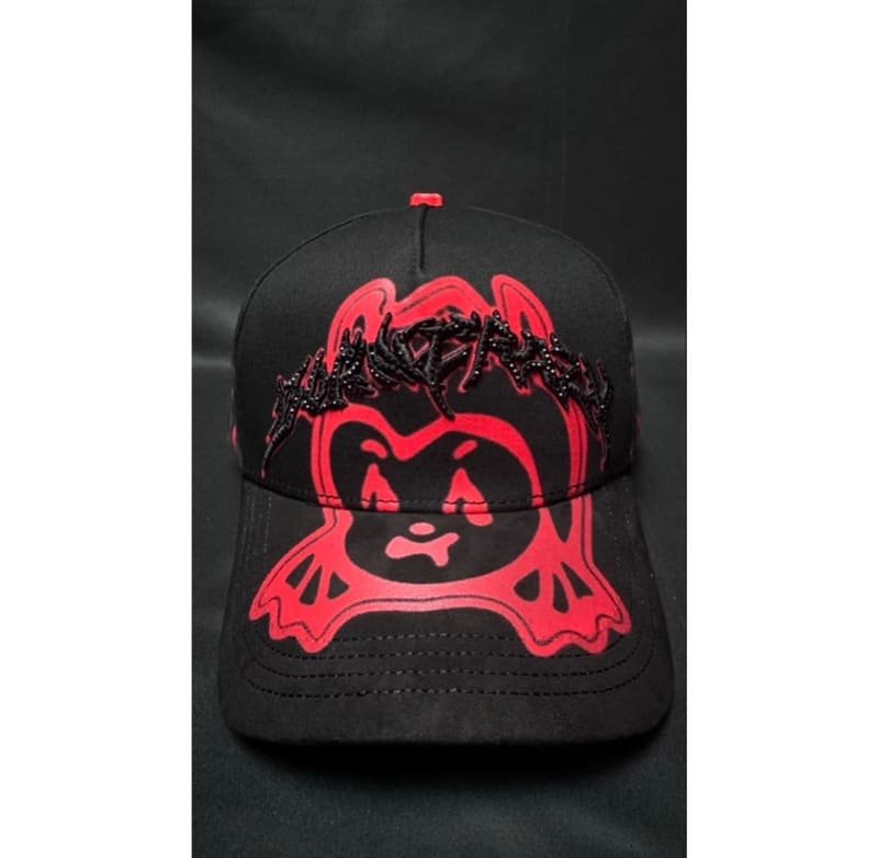 Barbas Hats Born Crazy Black Cap with Red Design No Box 1