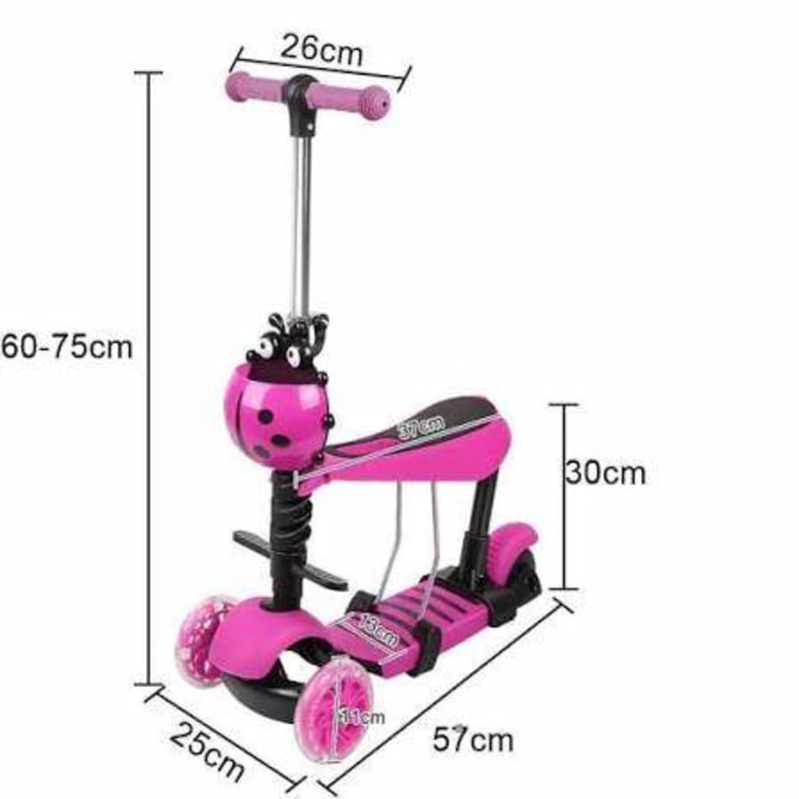 Patineta Scooter Monopatin 5 En 1 Mariquita Con Luces 1