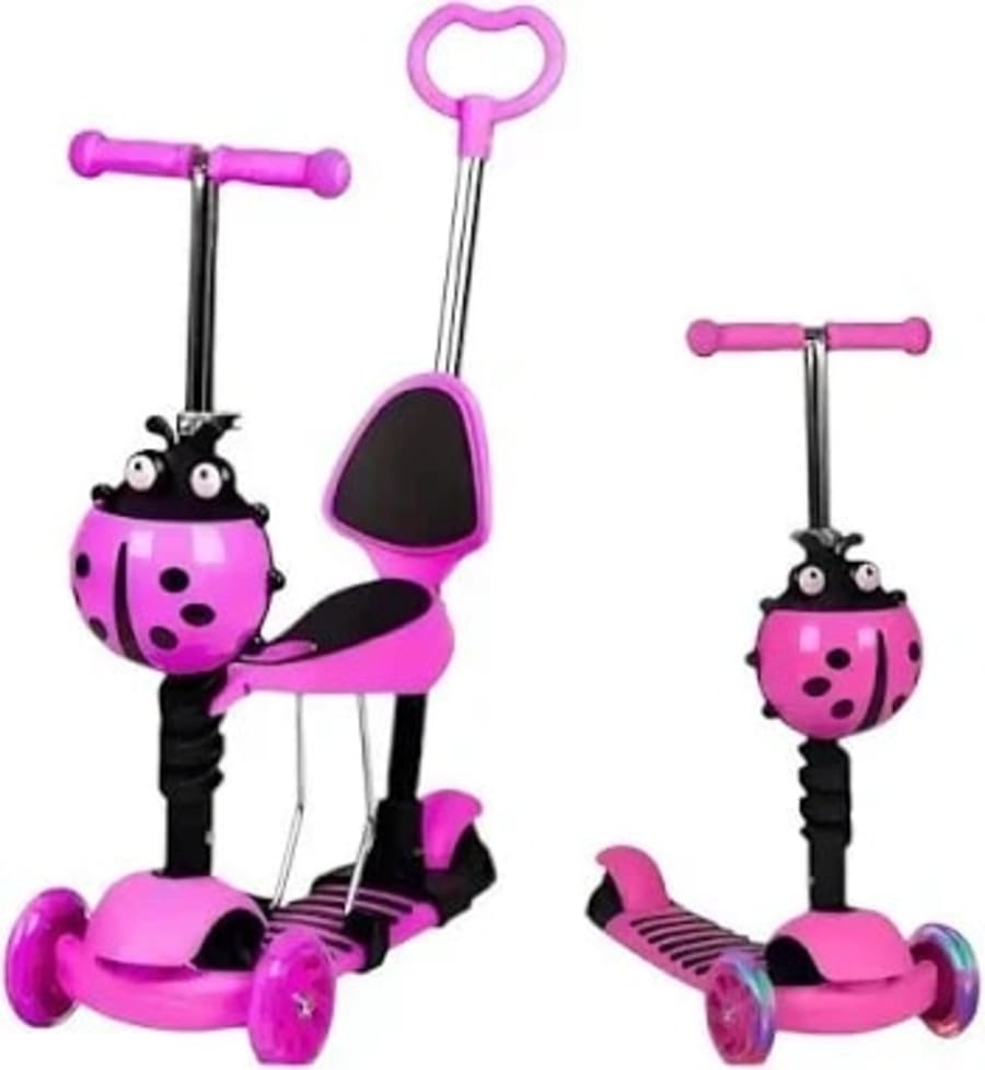 Patineta Scooter Monopatin 5 En 1 Mariquita Con Luces 2
