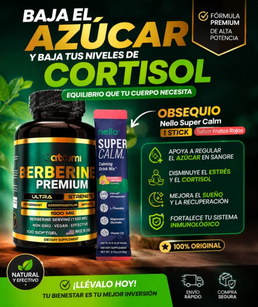 🌟GRAN COMBO Berberina premium de saotomi x 3 unidades +obsequio  nello súper calm en sobre 1