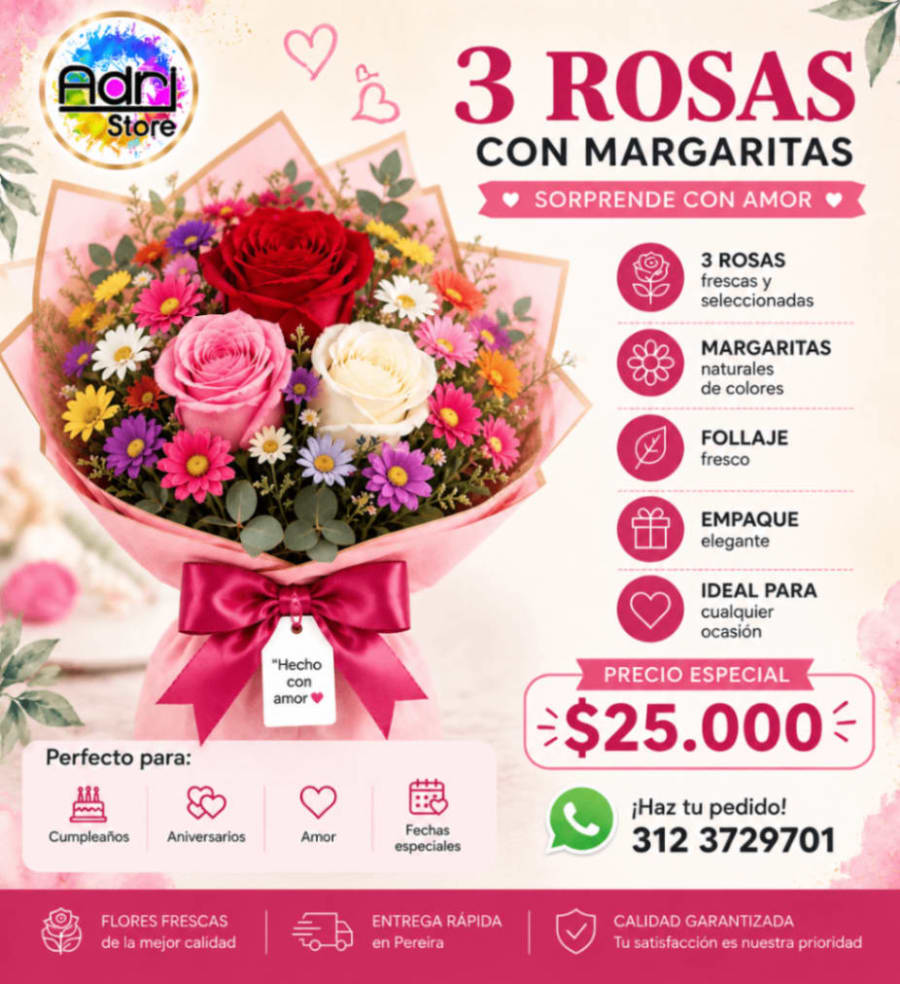Ramo de 3 rosas 1