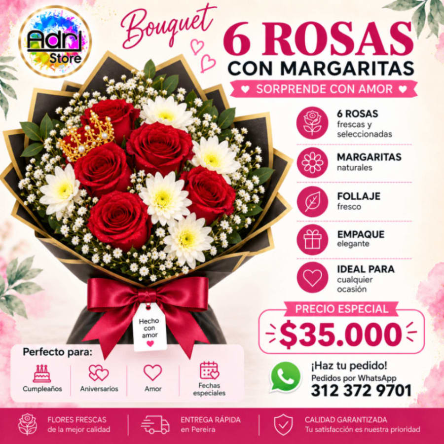 Ramo de 6 rosas 1