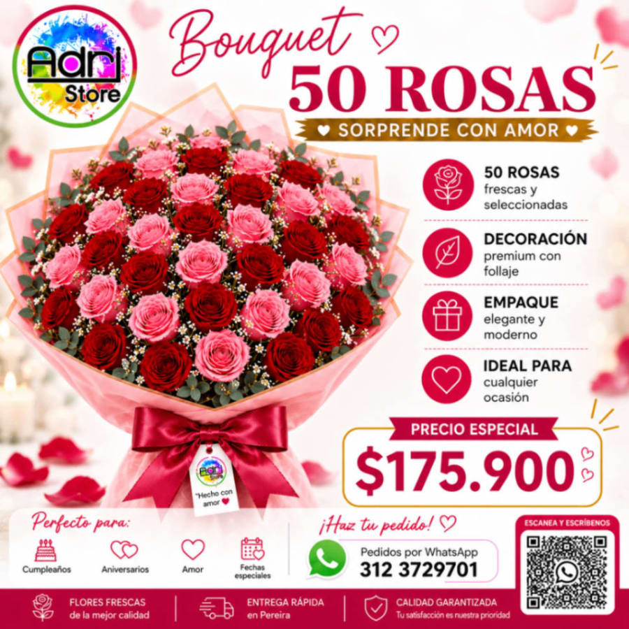 Ramo de 50 rosas 1