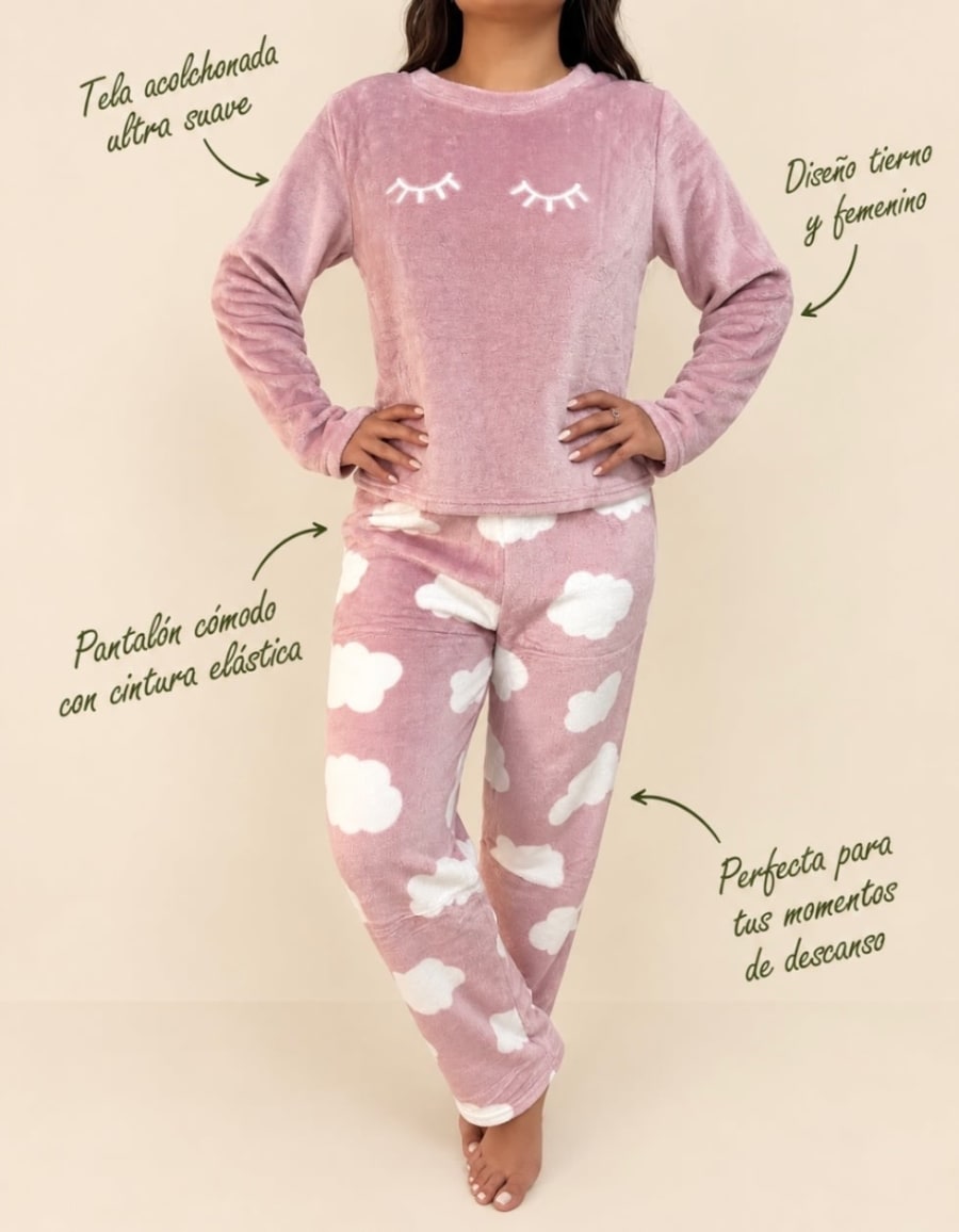 Pijama acolchonada rosada 1