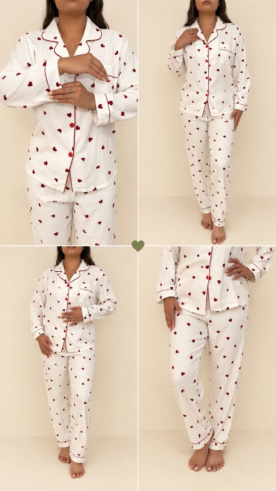 Pijama corazones rojo 2