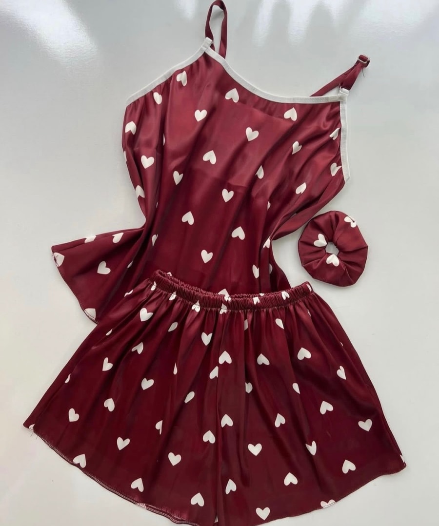 Pijama de seda fría + scrunchie 2