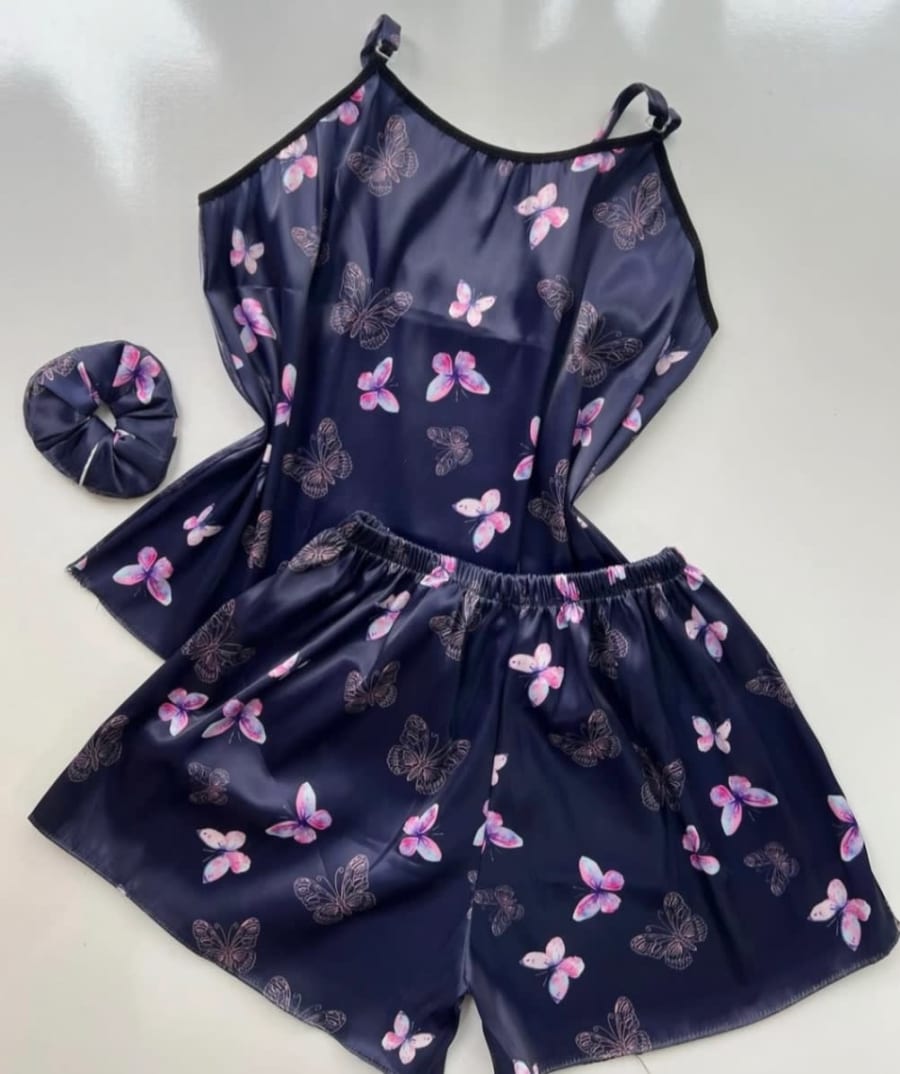Pijama de seda fría + scrunchie 3