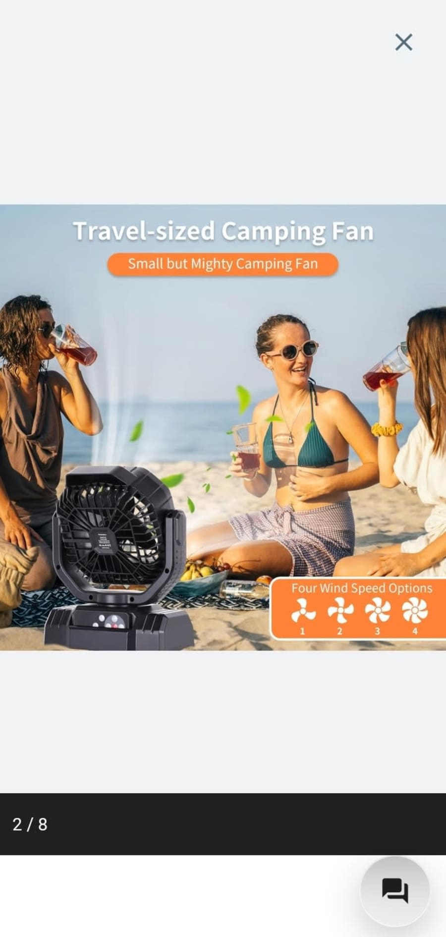 Ventilador F10 recargable portátil de alta velocidad de 20000 mAh y luz led. 2