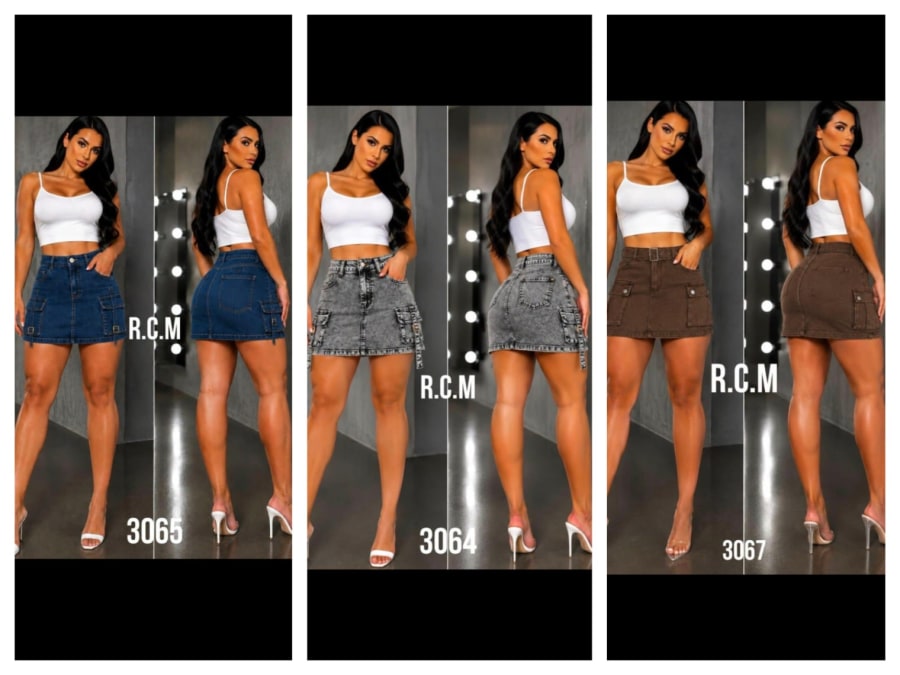 Falda Short Jeans Tipo Cargo Mujer 1