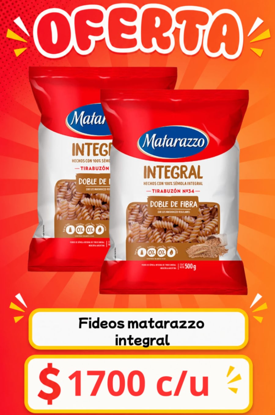 Fideos Matarazzo Integral 1