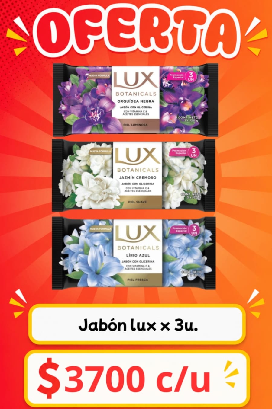 Jabón lux  x 3u. 1