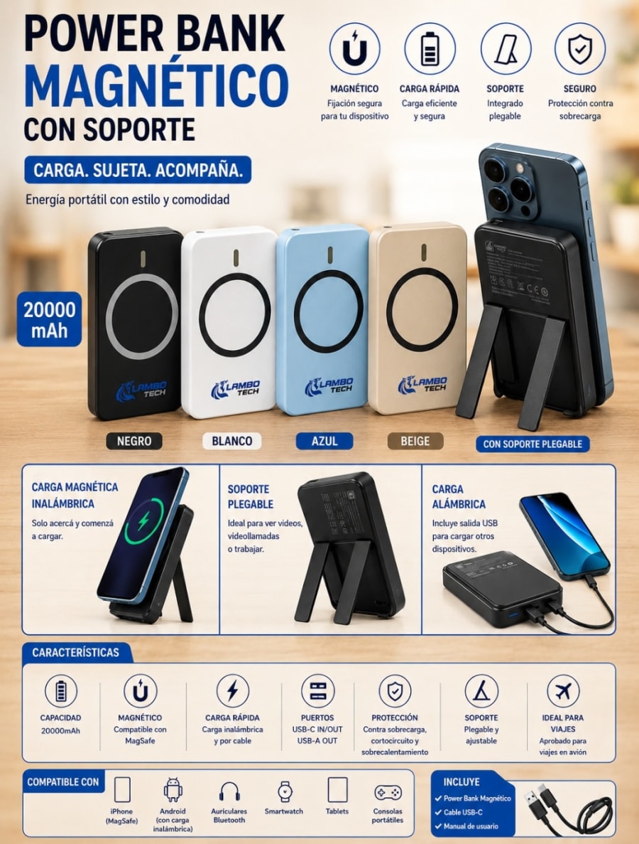 LT-413 CARGADOR PORTATIL C/ SOPORTE 20000MAH 1