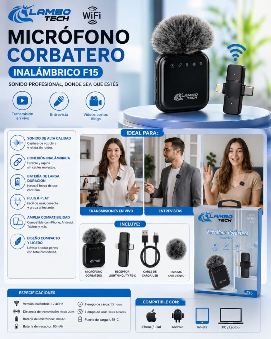 MICROFONO CORBATERO F15 LAMBO TECH 1